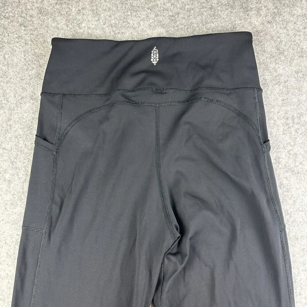 Free People FP Movement Shanti Straight Leg Pants Womens M Black Crossover Waist
